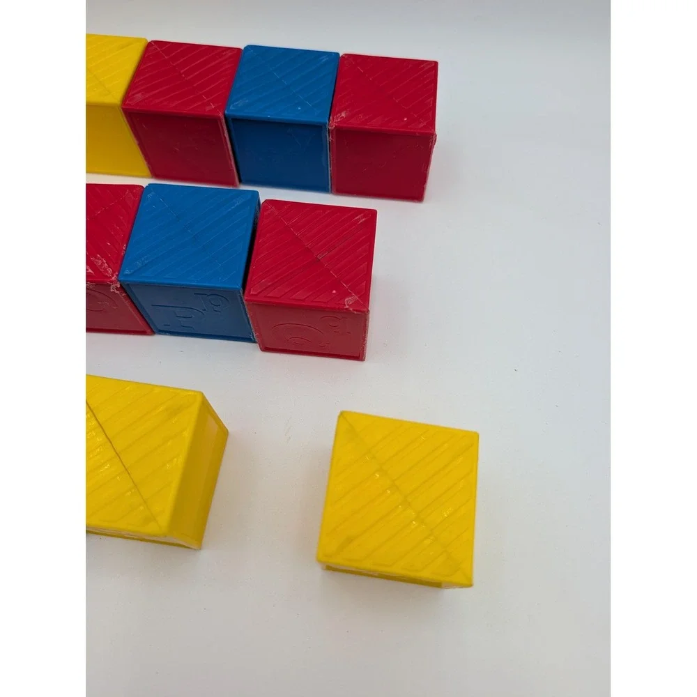 Tupperware Alphabet Blocks Red Blue Yellow Hinged Folding Plastic ABC Set